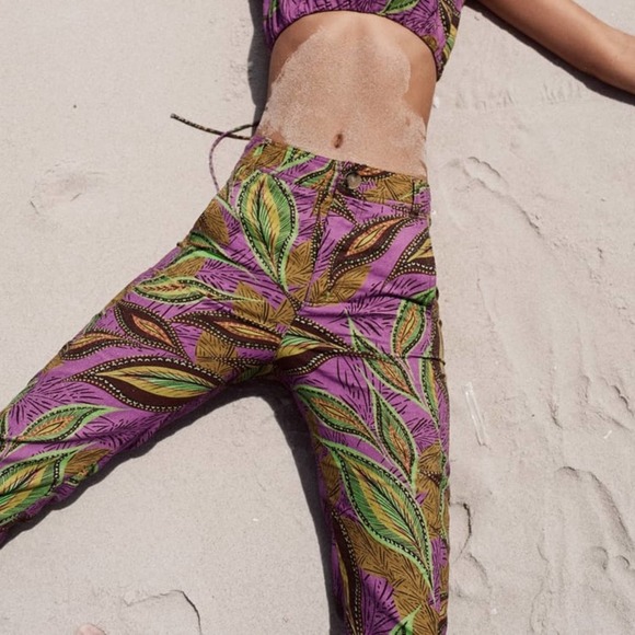ZARA PRINTED LINEN BLEND PANTS - Picture 2 of 5